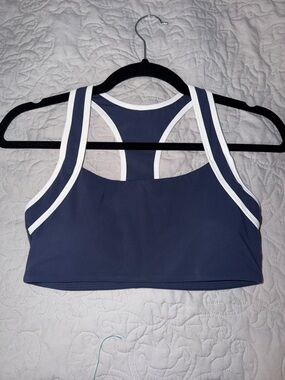 NVGTN Navy and White Racerback Sports Bra